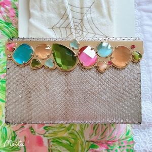 CHARLOTTE OLYMPIA Bejewelled Vanina Clutch Bag Python Leather